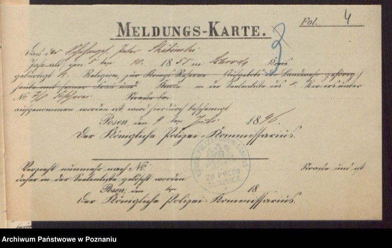 Obraz 6 z jednostki "Die von den Verlobten beigebrachten Urkunden zur Eheschliessung pro 1896"