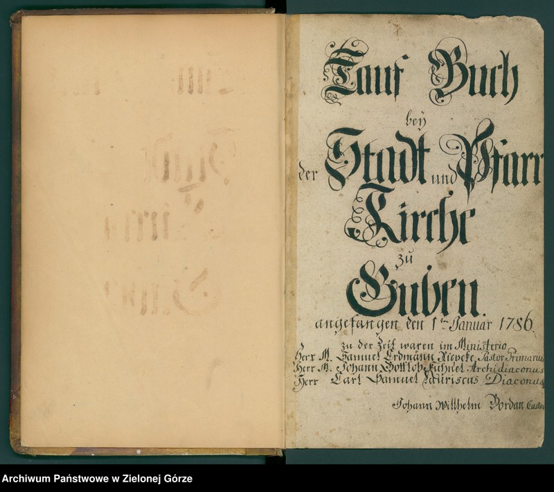 image.from.unit.number "Taufbuch bei der Stadt und Pfarrkirche Guben anfangen 1786-1801"