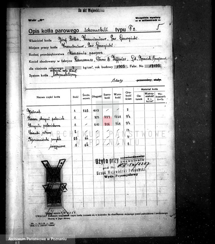 Obraz 9 z jednostki "Mleczarnia w Krzemieniewie pow. leszczyński woj. kotła nr porządkowy kotła 2257"