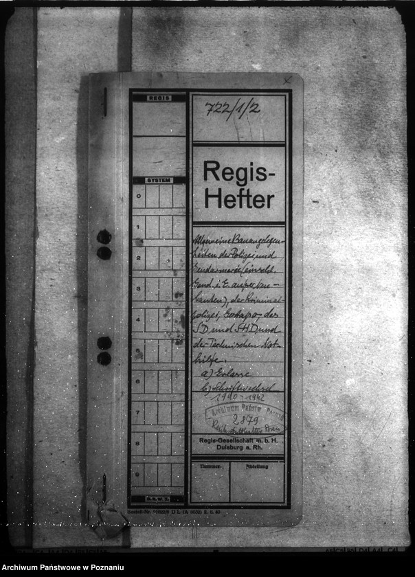 Obraz 4 z jednostki "Allgemeine Bauangelegenheiten der Polizei und Gandarmerie -, der Kriminalpolizei, Gestapo, des SD und SHD und der Technischen Nothilfe"