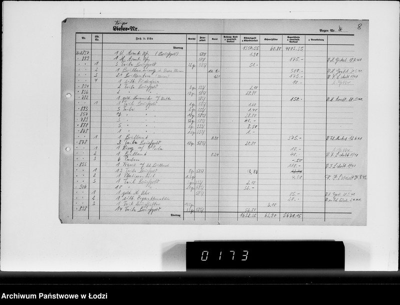 Obraz 12 z jednostki "Beschlagnahme Kripo.[Kartoteka skonfiskowanych kosztowności]"