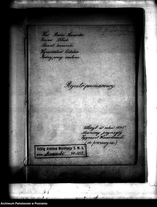 Obraz 5 z jednostki "Rejestr pomiarowy wsi Ruda Komorska powiatu konińskiego /prace scaleniowe/"