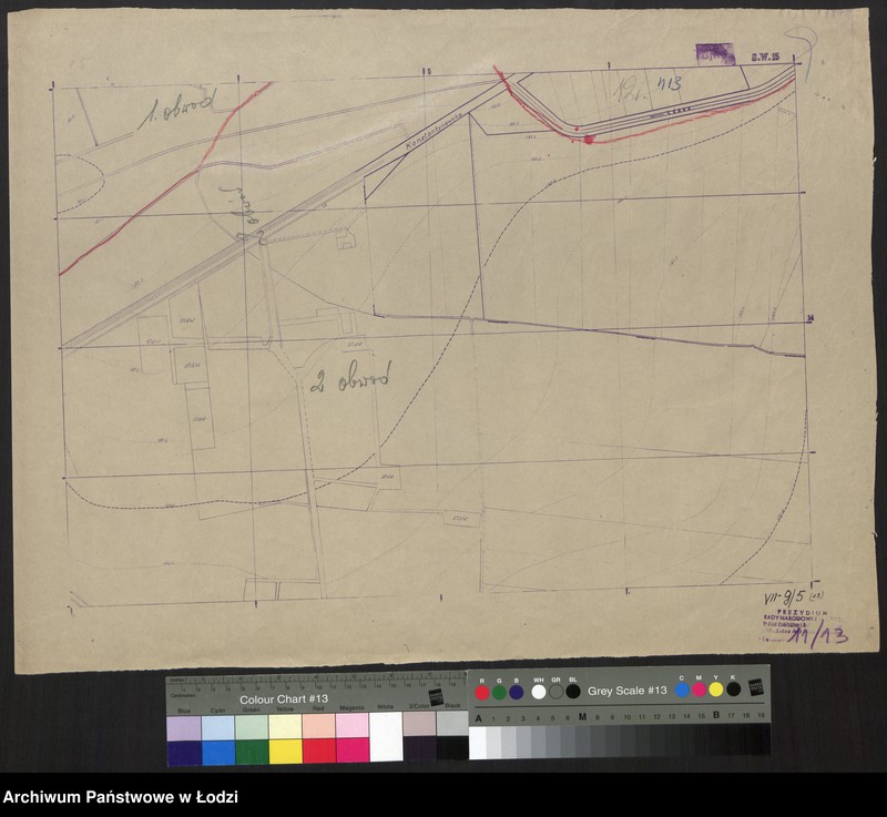 Obraz 1 z jednostki "Plan m. Łodzi 1:2000 z oznaczeniem podziału miasta na obwody Komitetów Blokowych. Sekcja SW 15"