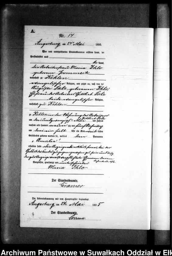 image.from.unit.number "Geburts-Neben-Register des Preussischen Standes-Amtes Kehlen Kreis Angerburg"