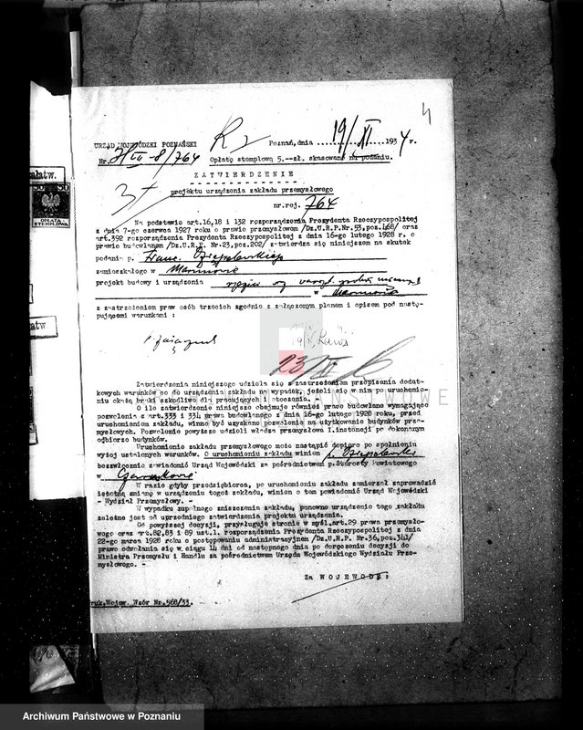 Obraz 8 z jednostki "Zatwierdzenie zakładu przemysłowo /rzeźni/ Far. Dzięgielewski w Marunowie pow. czarnkowski"