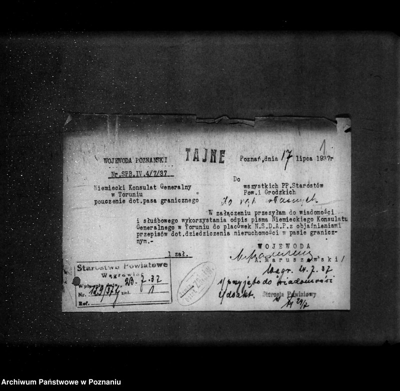 Obraz 4 z jednostki "/Odpis pisma Niemieckiego Konsulatu Generalnego w Toruniu do placówek NSDAP z objaśnieniami dotyczącymi dziedziczenia nieruchomości w pasie granicznym/"