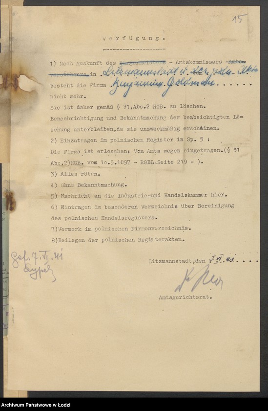 Obraz 17 z jednostki "Beniamin Goldman – fabryka wyrobów wełnianych i półjedwabnych"