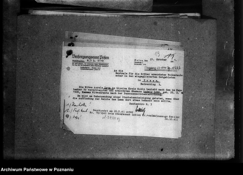 Obraz 17 z jednostki "Korespondencja w sprawie Niemców z różnych powiatów, którzy zginęli w 1939 roku"