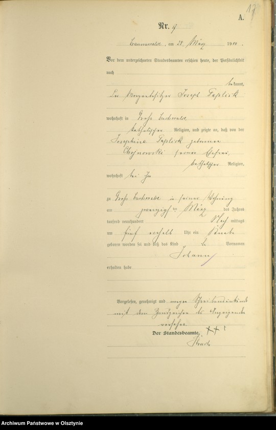 image.from.unit.number "Geburts-Haupt-Register Nr 1 - 78"