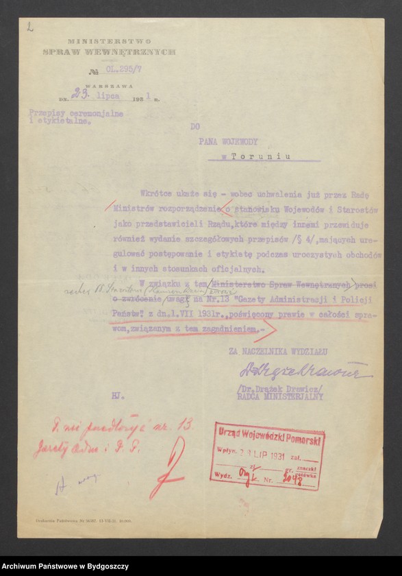 Obraz 4 z jednostki "Reprezentacja Rządu, uroczystości oficjalne i udział w nich Wojewody"