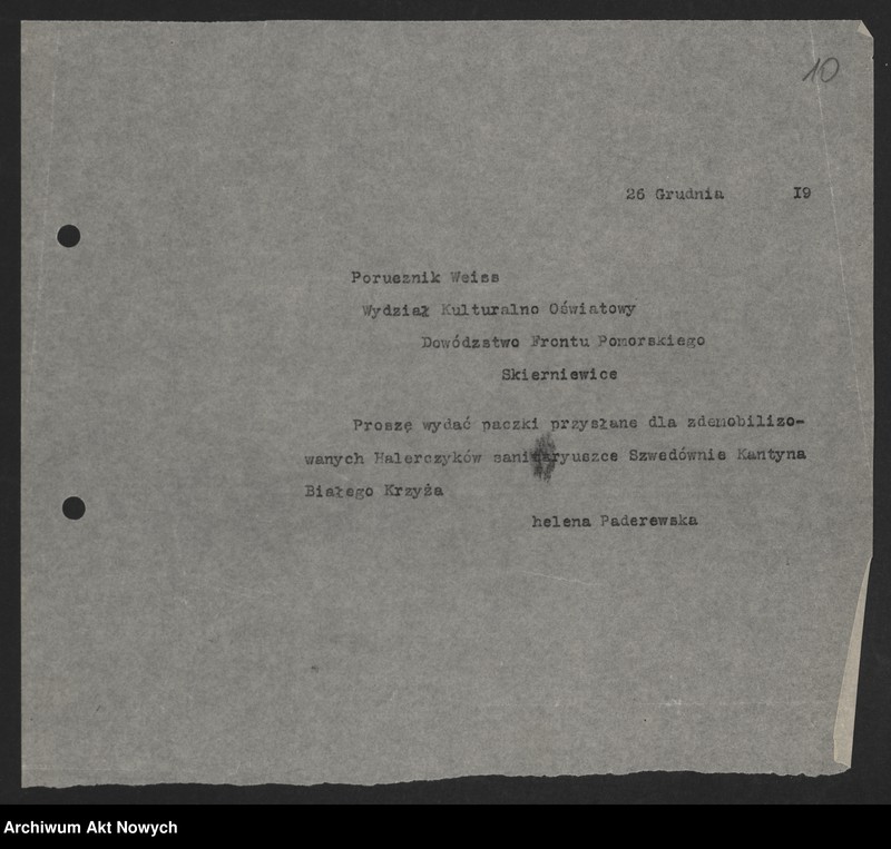 image.from.unit.number "Opieka nad zdemobilizowanymi Hallerczykami. Korespondencja"