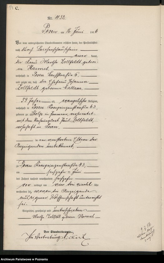 Obraz 16 z jednostki "Księga miejscowa zgonów tom III [Rejestr główny zgonów]"