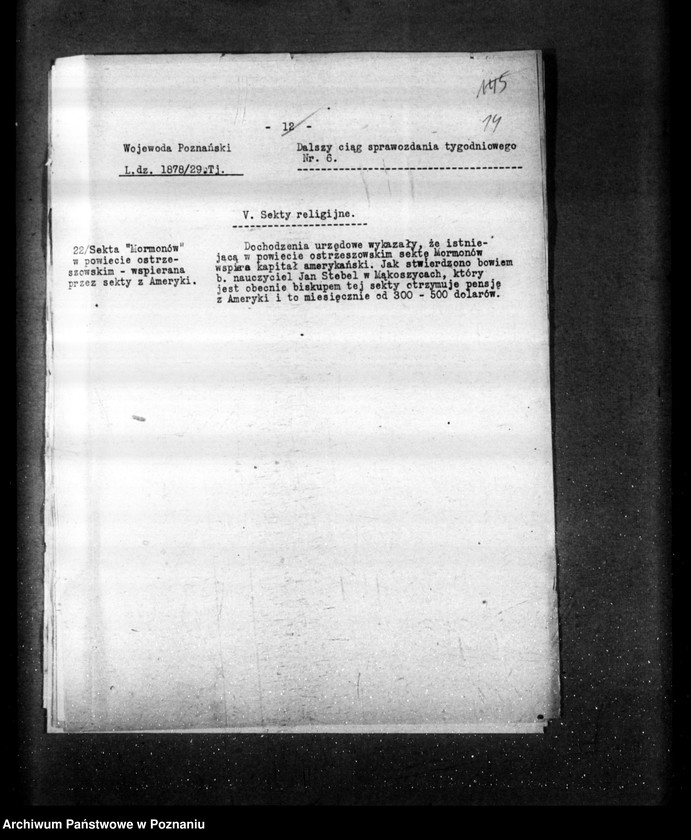 Obraz 18 z jednostki "Sprawozdania sytuacyjne tygodniowe za czas od 1 lutego 1929 r. do dnia 28 lutego 1929 r. /nr 6-9/"