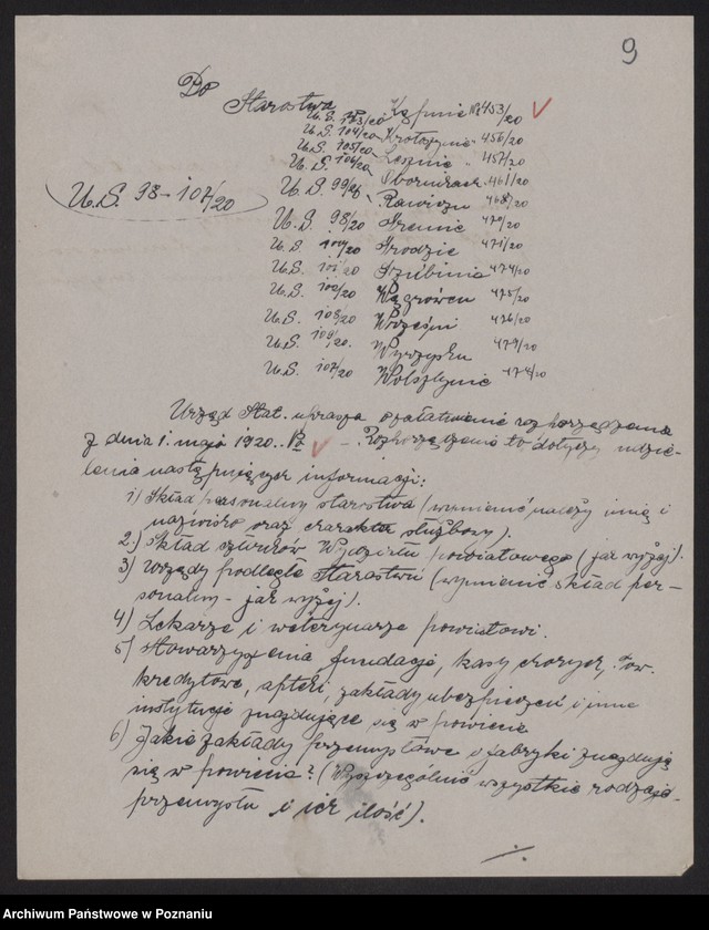 Obraz 8 z jednostki "[Obsada personalna Starostwa Powiatowego w Wolsztynie, skład członków Wydziału Powiatowego, Kierowników i innych urzędów i instytucji działających na terenie powiatu]"