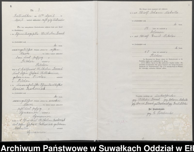 image.from.unit.number "[Heiraths-Haupt-Register des Königlichen Preussischen Standes-Amtes Kallischken Kreis Johannisburg]"