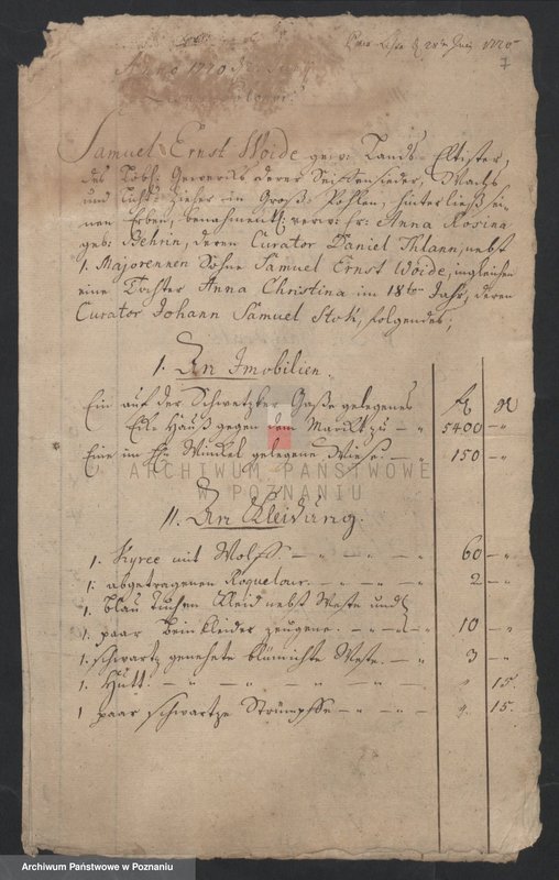 Obraz 9 z jednostki "Inwentarze pośmiertne spisane przez sąd opiekuńczy w Lesznie; język niemiecki"