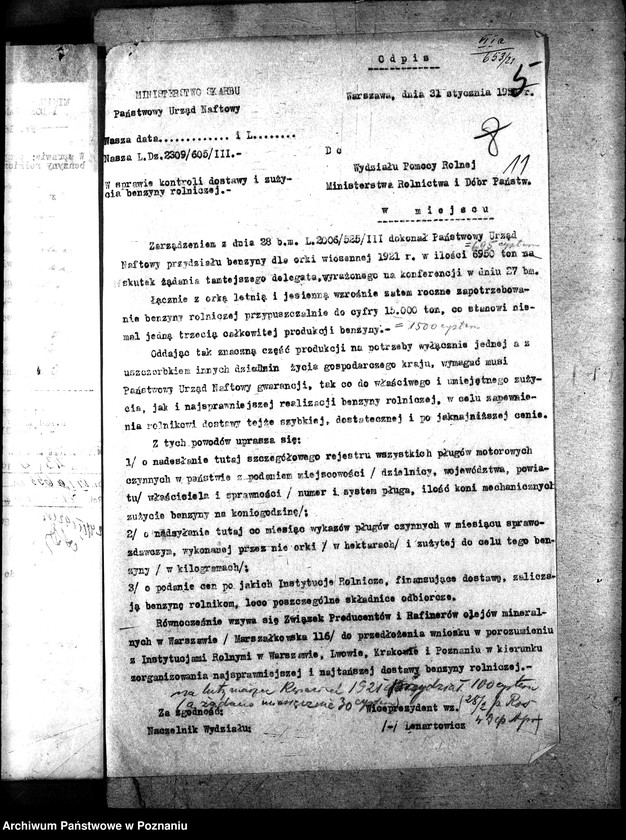 Obraz 15 z jednostki "Sprawy szczegółowo-administracyjne Ropa, benzyna itp.."