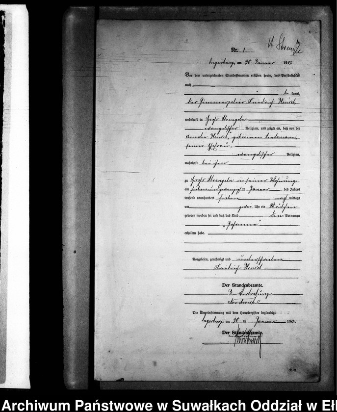 image.from.unit.number "[Geburts-Neben-Register des Preussischen Standes-Amtes Gr. Strengeln Kreis Angerburg]"