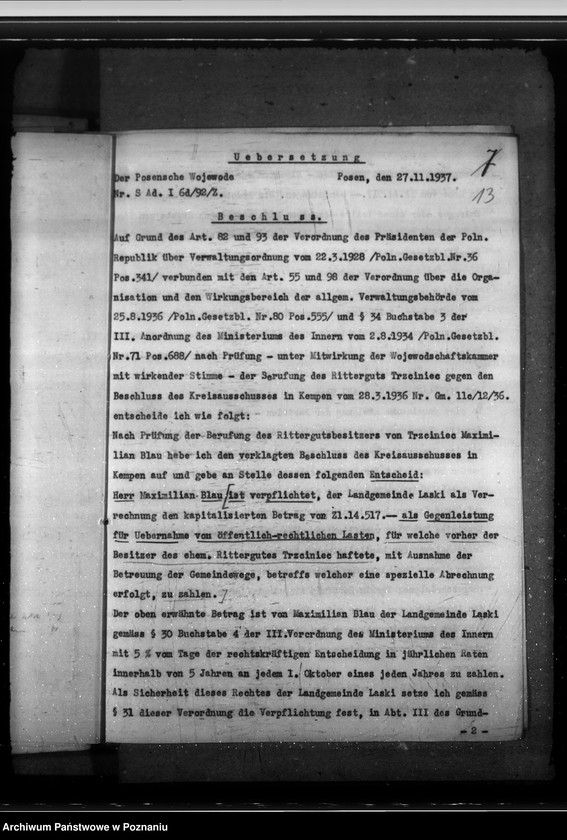 Obraz 17 z jednostki "Auseinandersetzung des Rittergutes Strenz mit der Gemeinde Hirscheck, Kreis Kempen. Auflösung von Gutsbezirken"