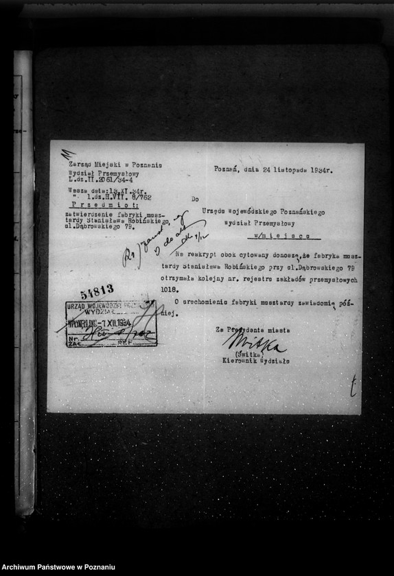 Obraz 15 z jednostki "Zatwierdzenie zakładu przemysłowego /Fabryki musztardy/ St. Robińskiego w Poznaniu"