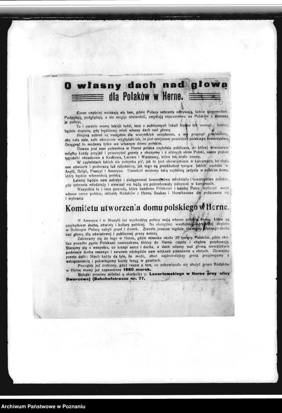 Obraz 17 z jednostki "Zbiór wycinków prasowych dotyczących działalności Towarzystwa "Straż" i innych towarzystw polskich w Oberhausen"