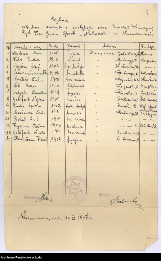 Obraz 5 z jednostki "Żydowskie Towarzystwo Gimnastyczne i Sportowe "Hakoach" w Skierniewicach"