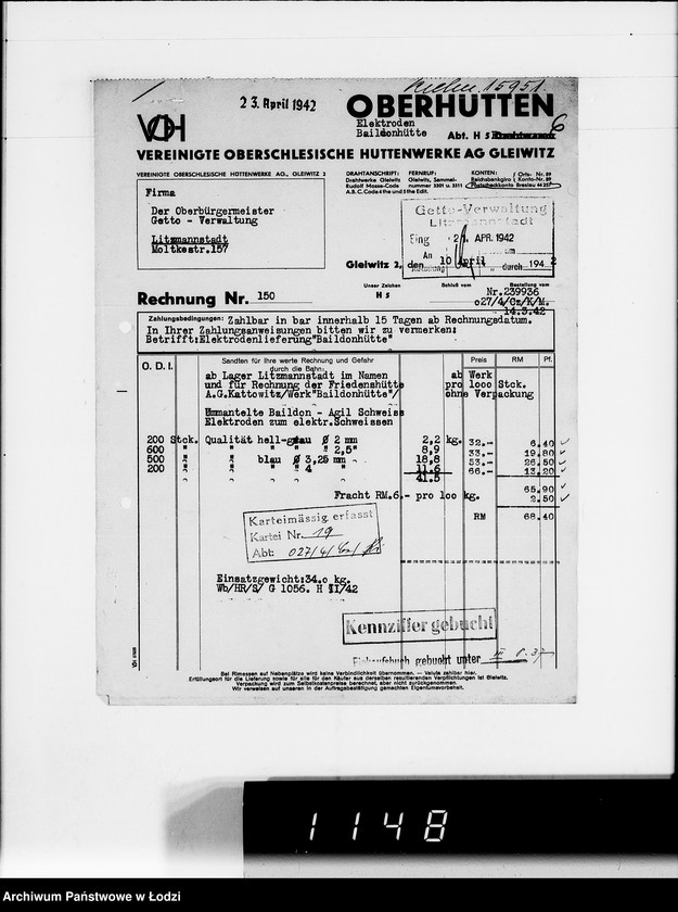 Obraz 10 z jednostki "V. [rachunki za dostawy towarów dla Getta]"