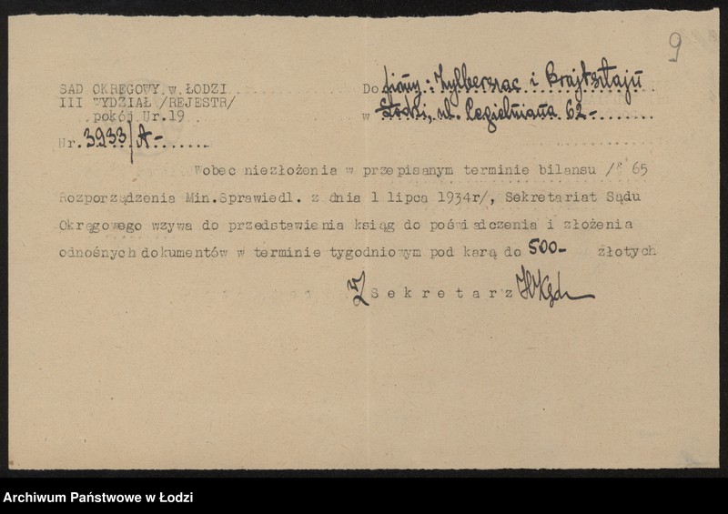 Obraz 11 z jednostki "Kendla Zylberszac i Sara małż. Brajtsztajn – handel galanterią i wyrobami trykotowymi"