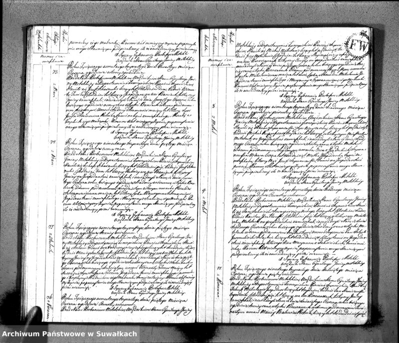 Obraz 17 z jednostki "Księgo Aktów Zeyscia Urzędnika Stanu Cywilnego Gminy Metelskiey Powiatu Seyneńskiego Departamentu Łomżyńskiego od 1-go Stycznia Tysiąc Osimset Trzynastego Roku 1813"