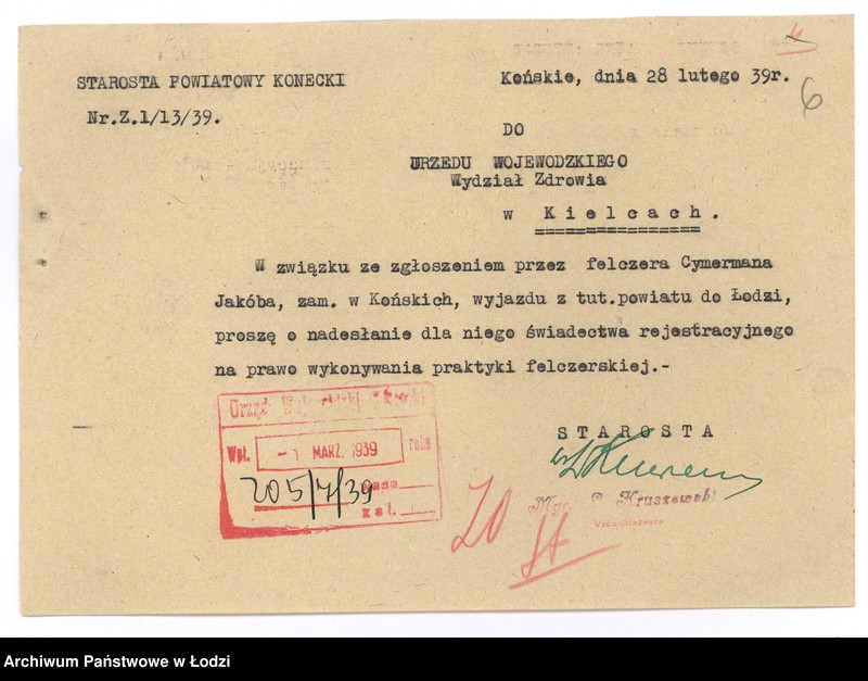 Obraz 9 z jednostki "Cymerman Jakub felczer - akta rejestracyjne"