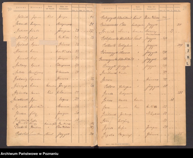 Obraz 17 z jednostki "Spis alfabetyczny urodzeń, zgonów, małżeństw"