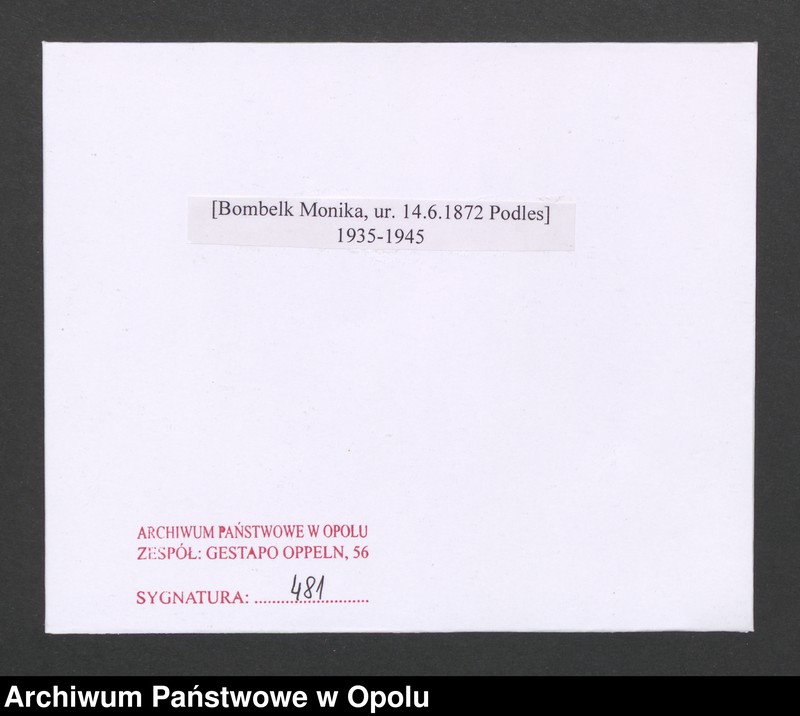 Obraz 2 z jednostki "[Bombelk Monika, ur. 14.6.1872 Podles]"