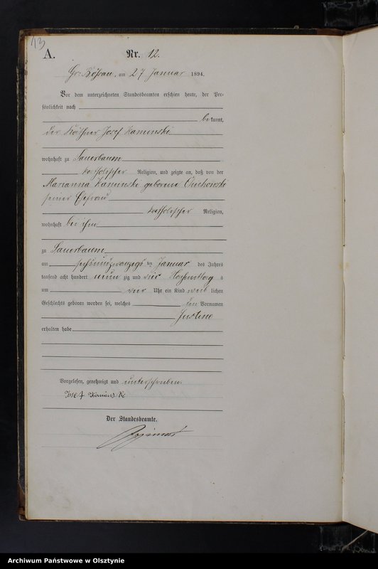 image.from.unit.number "Geburts-Haupt-Register Nr 1 - 98"