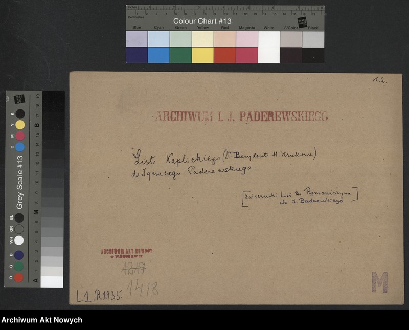 Obraz 2 z jednostki "Kaplicki Mieczysław (prezydent m.st. Krakowa); Załączniki: list majora Bronisława Romaniszyna do I. Paderewskiego; L.1"