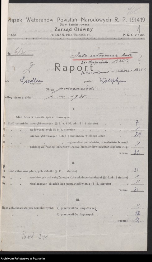 Obraz 4 z jednostki "Siedlce, powiat Wolsztyn - akta koła."