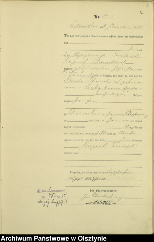 image.from.unit.number "Geburts-Haupt-Register Tom I,Nr 1 - 394"