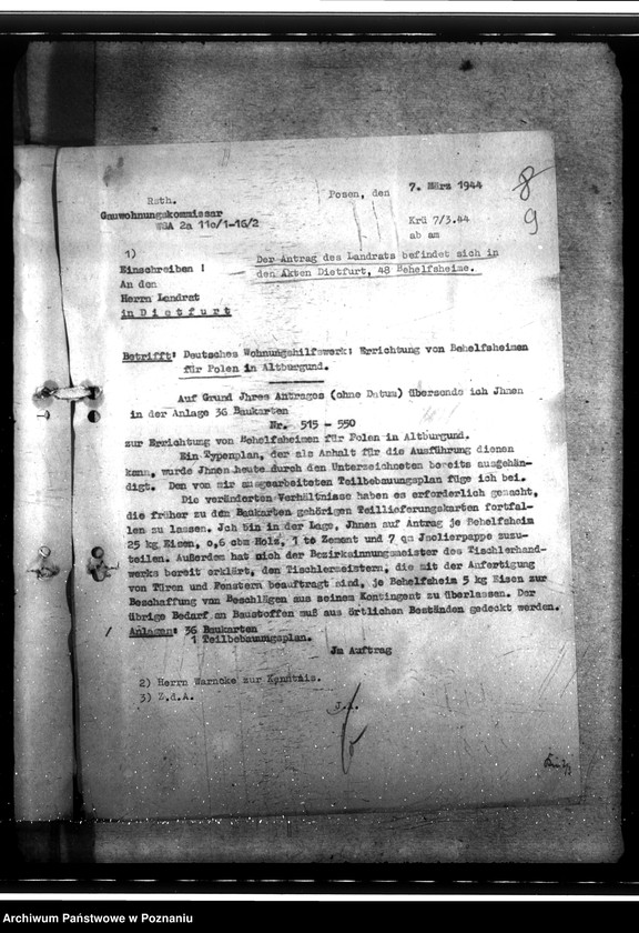 Obraz 15 z jednostki "Bau von Behelfsheimen in Altburgund (Szubin). Polenbaracken"