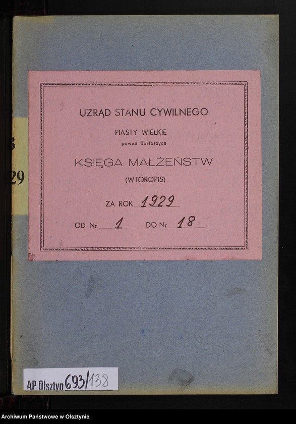 image.from.unit.number "Heiraths-Neben-Register Nr 1 - 18 [ Księga małżeństw - wtóropis ]"