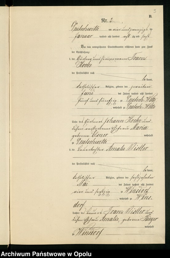 Obraz 7 z jednostki "Heiraths-Neben-Register des Standesamts Deutsch Wette pro 1886"