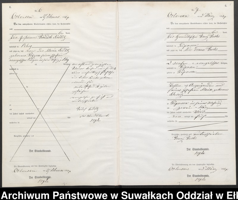 image.from.unit.number "Sterbe-Neben-Register des Preussischen Standes-Amtes Orlowen Kreis Lötzen"