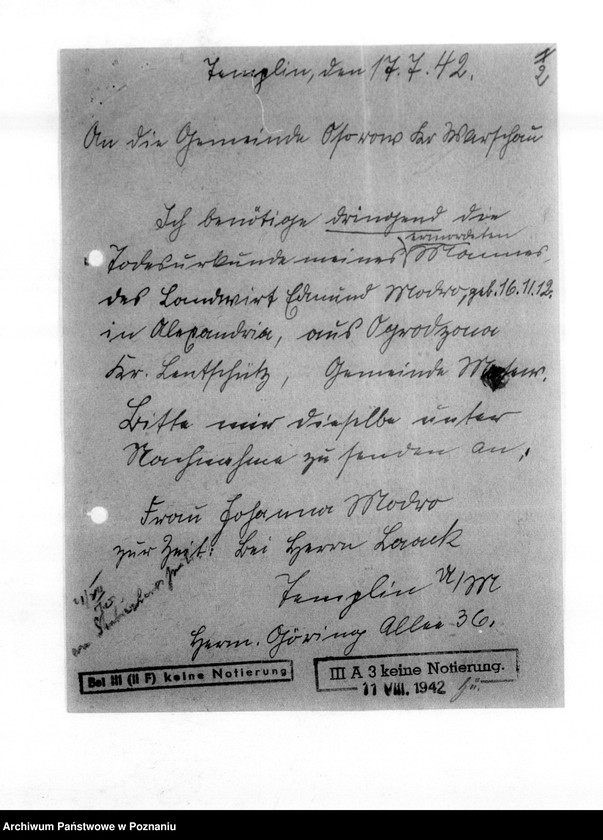 Obraz 6 z jednostki "Beurkundung des Sterbefalles des Landwirts Edmund Modro (Ogrodzona, powiat łęczycki)"