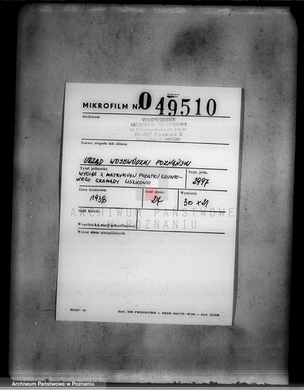 Obraz 2 z jednostki "Wyciąg z matrykuły podatku gruntowego gromady Liszkowo"