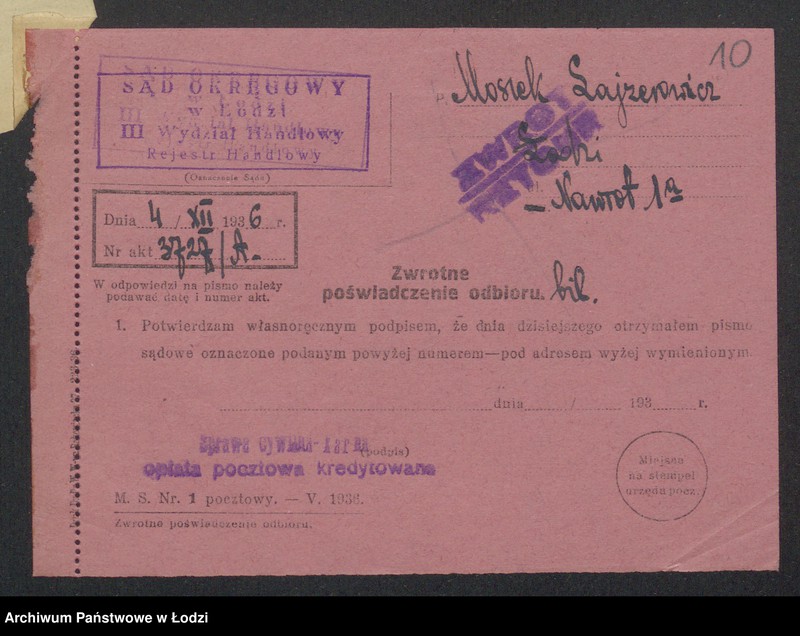 Obraz 12 z jednostki "Moszek Lajzerowicz- sprzedaż galanterji"