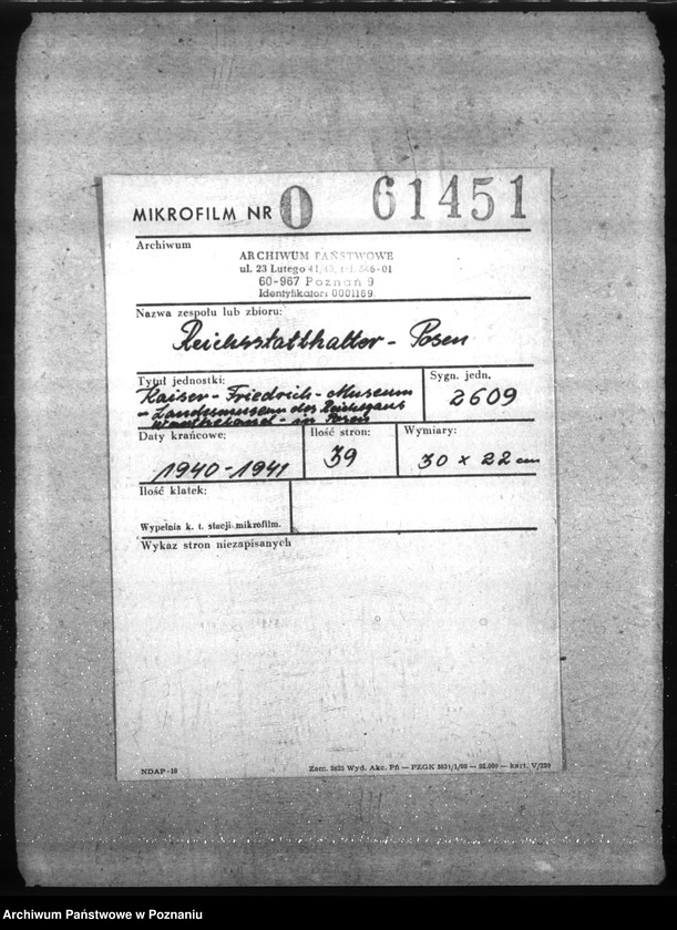 Obraz 2 z jednostki "Kaiser - Friedrich - Museum - Landesmuseum des Reichsgaus Wartheland - in Posen"