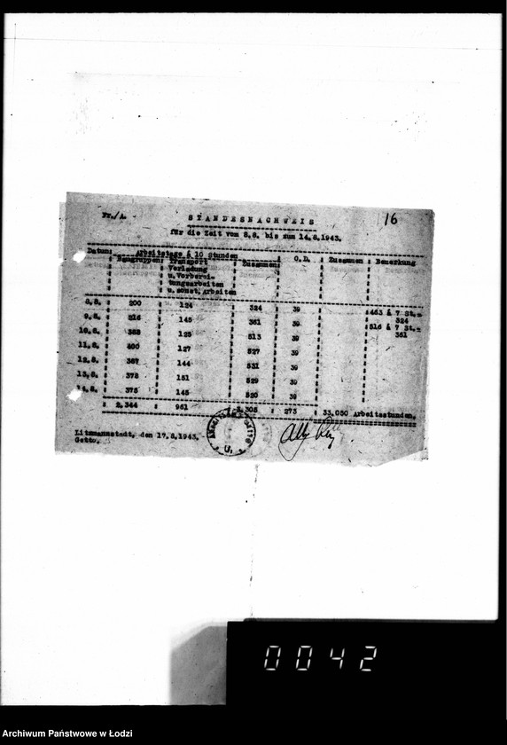 Obraz 20 z jednostki "Abbrüche im Getto. [Korespondencja w sprawie rozbiórki domów w Getcie, miesięczne zestawienia wykonanych prac, wykazy zatrudnionych przy pracach rozbiórkowych]"