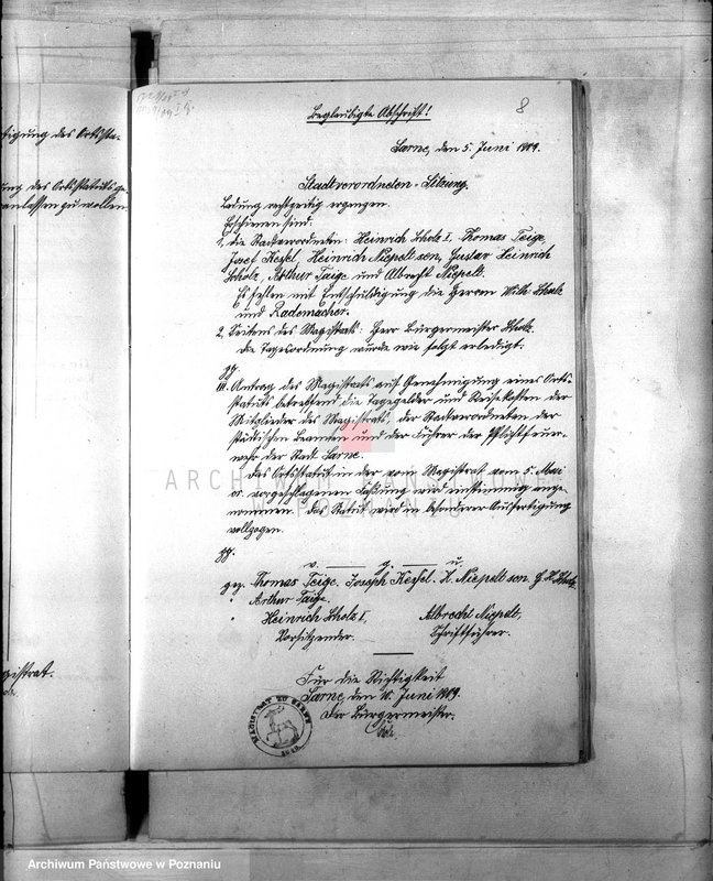 Obraz 12 z jednostki "Die Austellung und Versongung der Kommunalbeamten der Stadt Sarne"