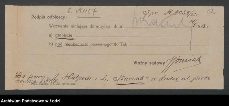 Obraz 14 z jednostki "J.Halpern i L.Kaszub- skup wyrobów włókienniczych"