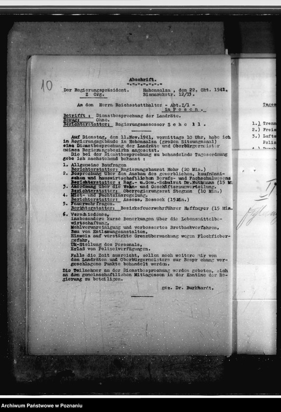 Obraz 14 z jednostki "Konferencje z landratami - korespondencja, porządki obrad"