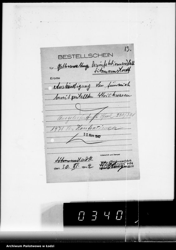 Obraz 17 z jednostki "[Odbiór wyrobów dzianych przez firmę W.Johansohn w Łodzi]"