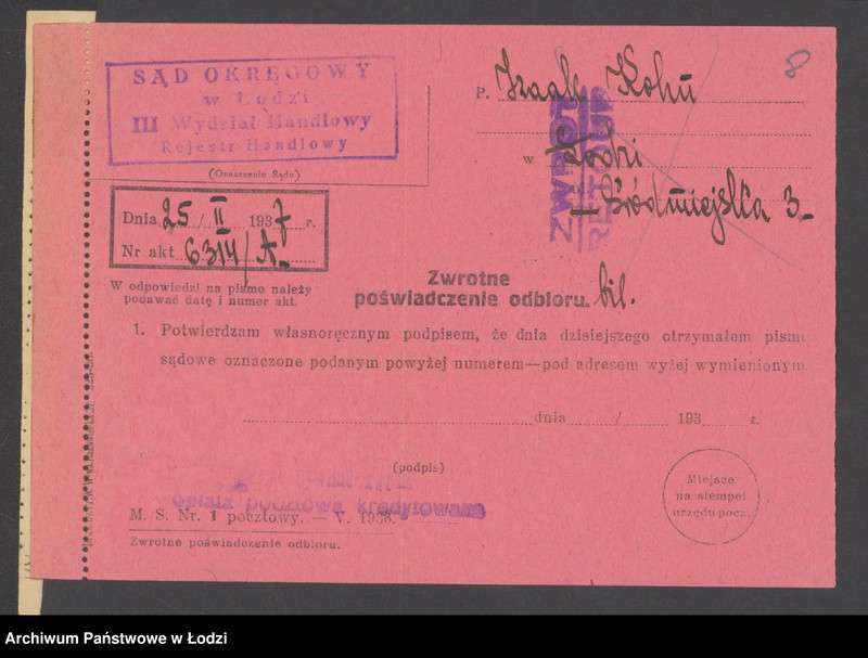 Obraz 10 z jednostki "Izaak Kohn- wyrób i sprzedaż towarów włókienniczych"